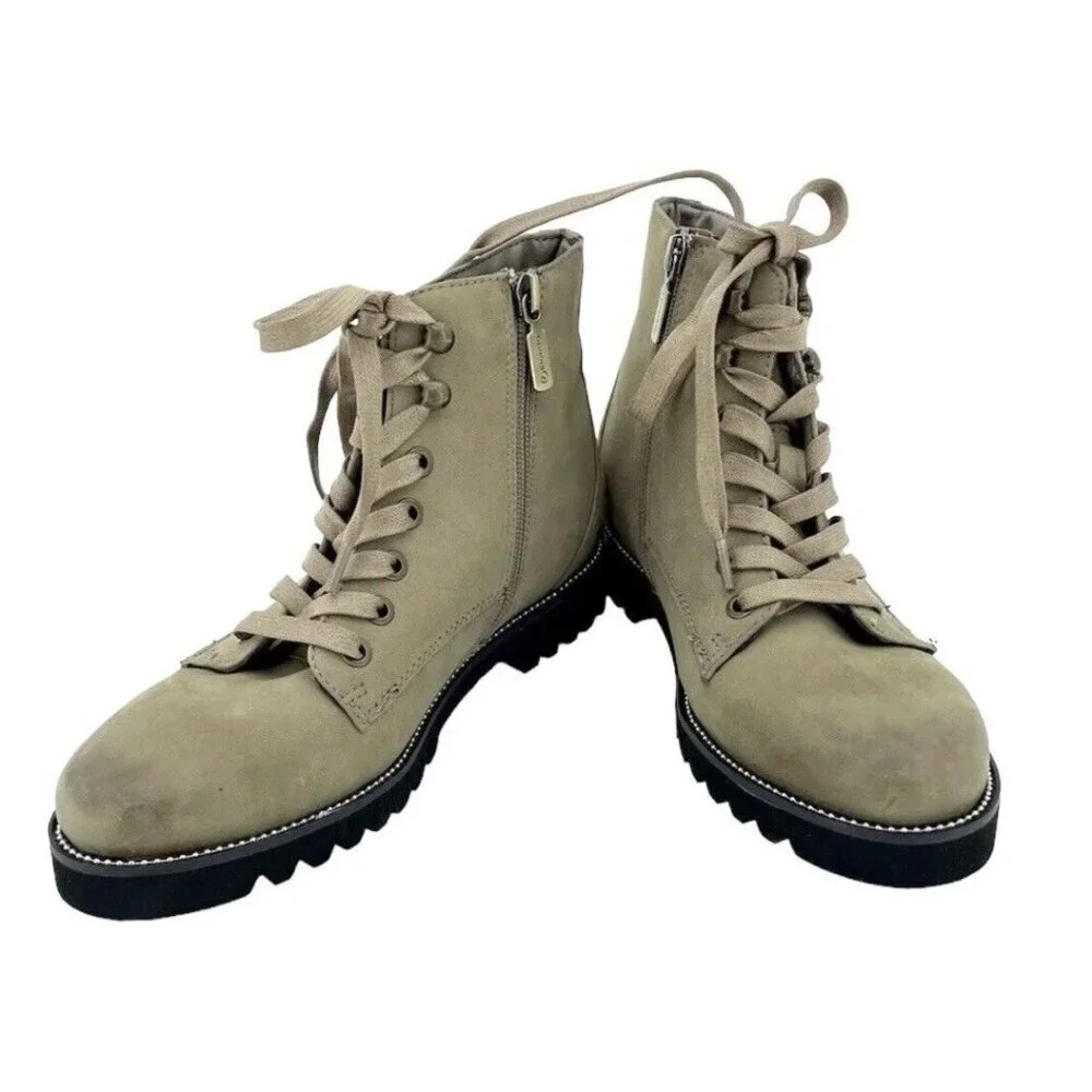 Blondo Boots Rachelle Waterproof Mushroom Nubuck Booties Lace up SZ 7 New